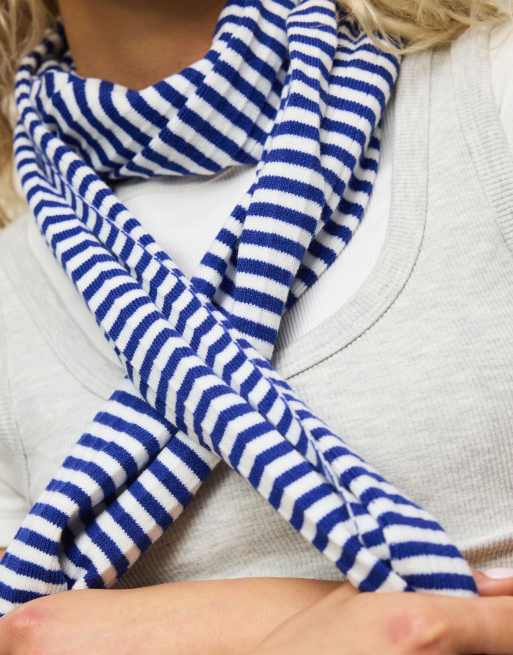 Pieces Alberte sciarpa a righe blu, 3 di 4