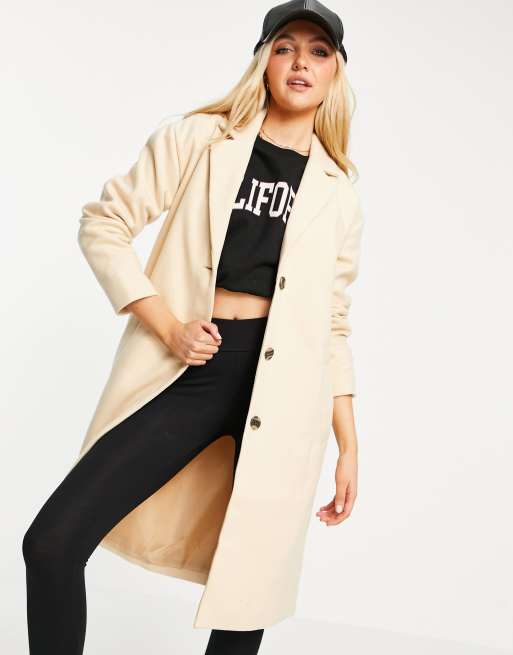 Pieces - Alice - Beige i uldblanding | ASOS