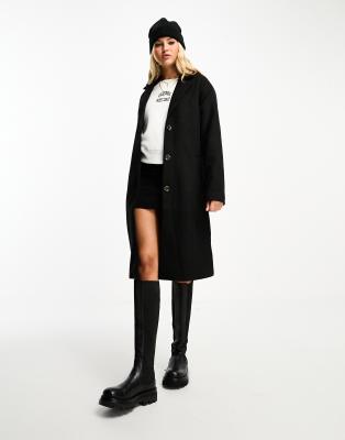 Pieces Alice wool blend coat in black