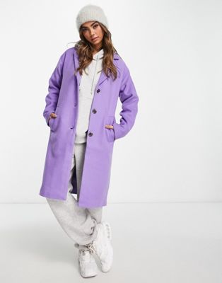 Pieces Alice wool blend coat in lilac - ASOS Price Checker