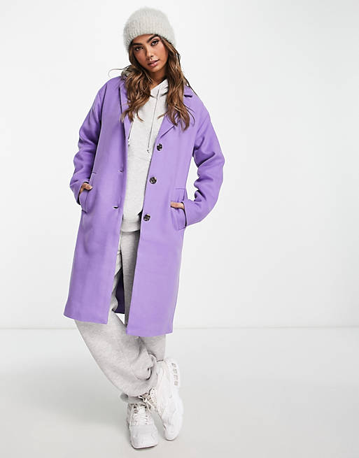Pieces Alice wool blend coat in lilac