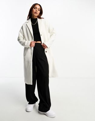 Pieces Alice wool blend coat in off white
