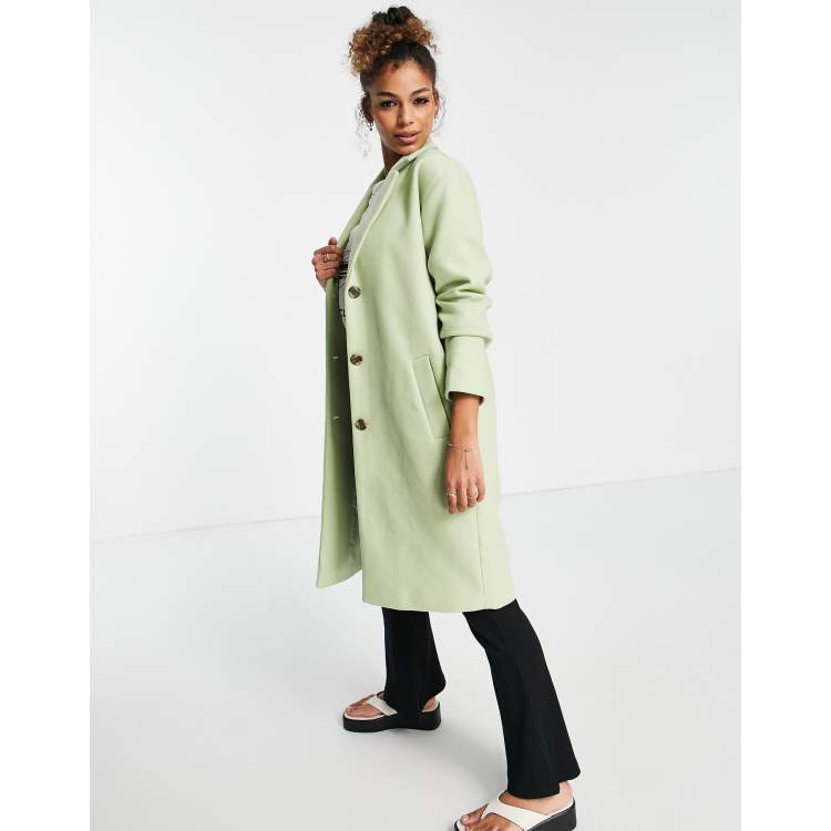 Pieces Alice wool blend coat in sage green