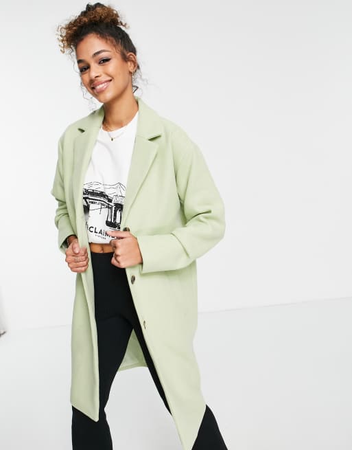 Pieces Alice wool blend coat sage green