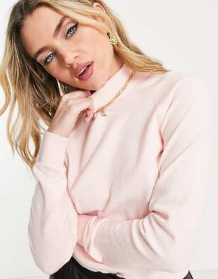 high neck pink jumper