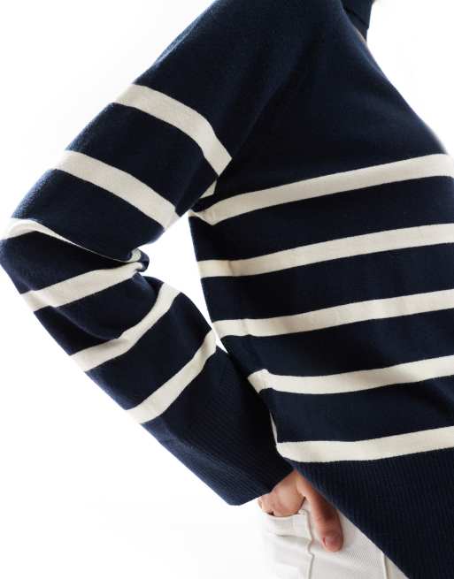 Pieces - Amelia - Dolcevita blu navy e bianco a righe, 2 di 4