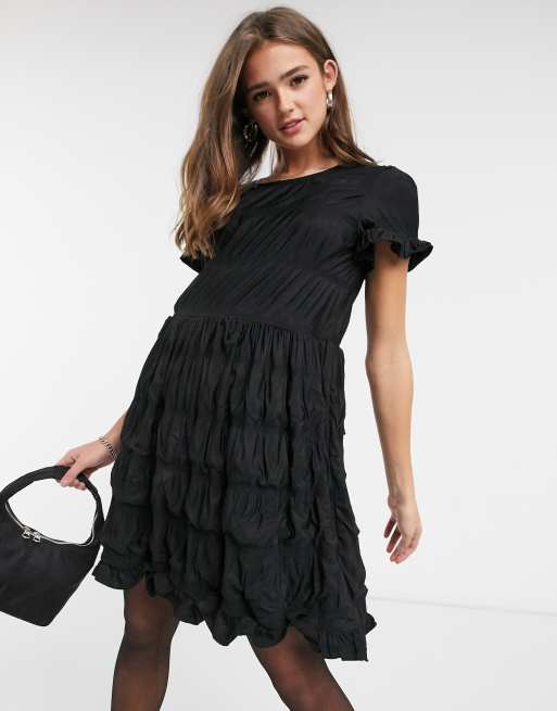 Pieces Andrea ruched mini dress in black ASOS