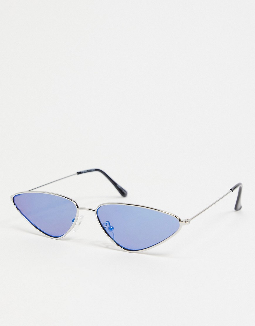 Pieces angled cat eye sunglasses in silver