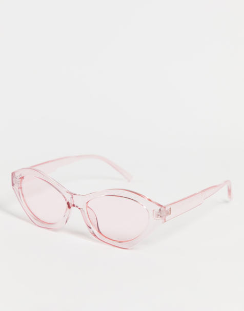 Pieces angled sunglasses in pink - view 1
