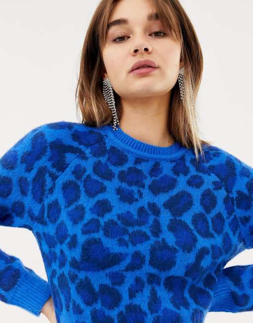 Blue 2025 leopard jumper