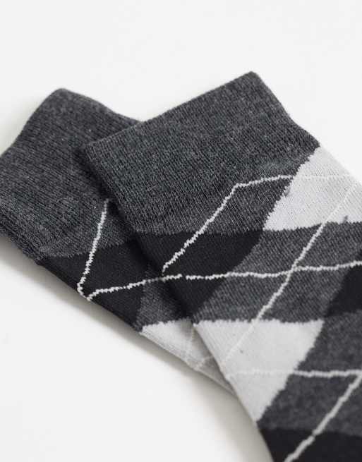 Pieces argyle ankle socks in dark grey melange, 2 of 3