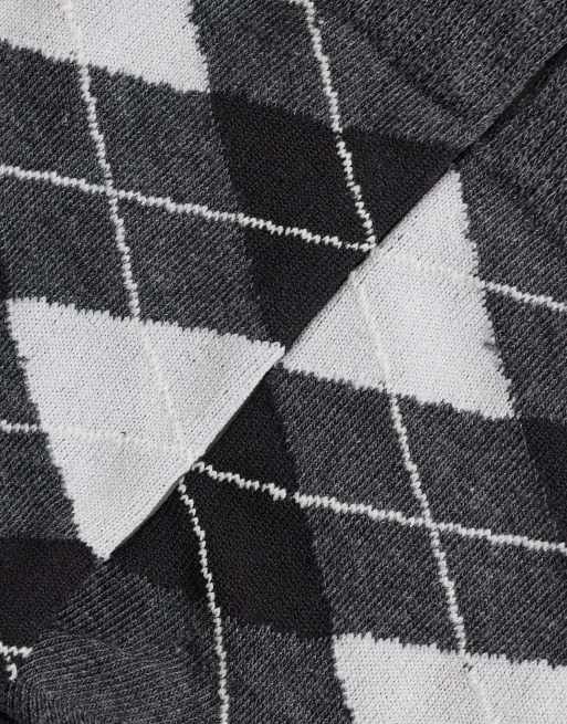 Pieces argyle ankle socks in dark grey melange, 3 of 3