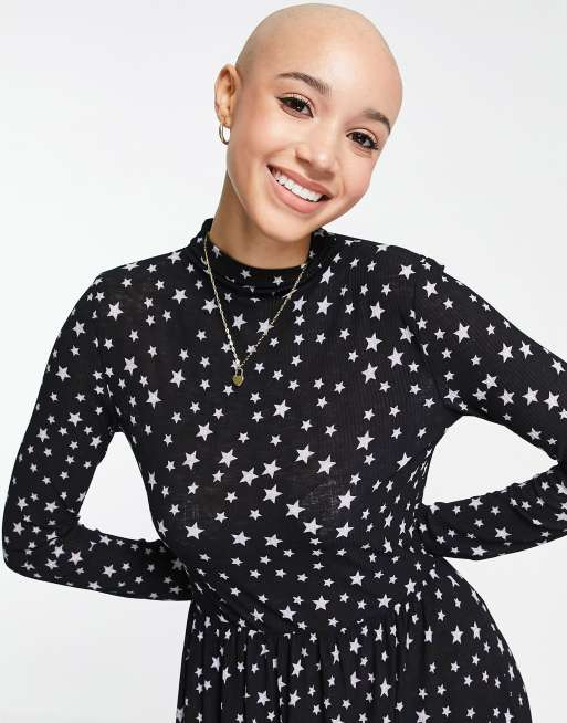 Black and white 2025 star print dress