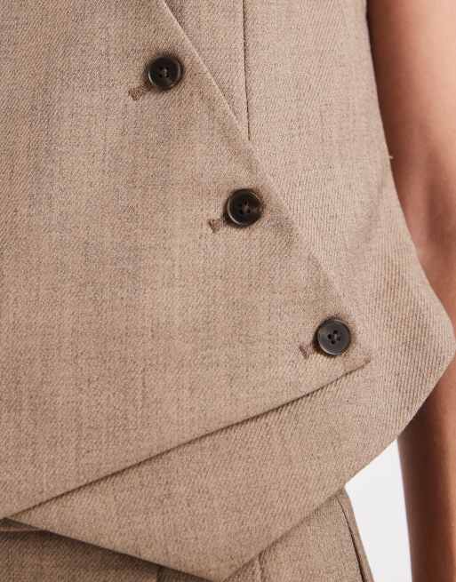 Pieces asymetric tailored waistcoat in light brown (Part of a set), 3 of 4