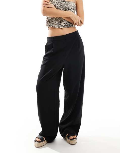 Pieces baggy tailored dad trousers in black - view 1