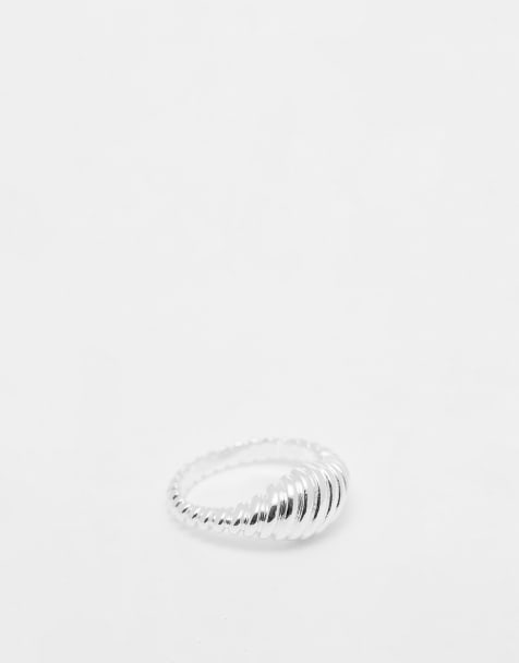 Pieces - Bague chunky texturée en argent massif plaqué - view 1