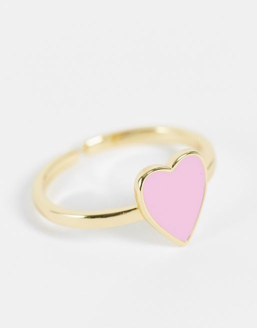 Pieces Bague c ur rose Dor ASOS