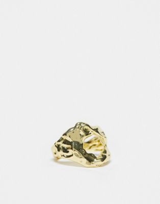 Pieces plated gift boxed 18k molten metal ring in gold - ASOS Price Checker