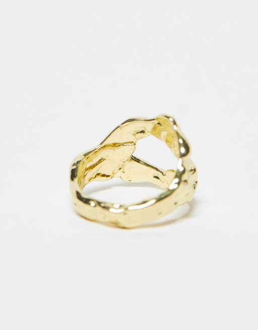 Pieces - Bague en métal effet fondu en plaqué 18 carats - Doré, 3 de 4
