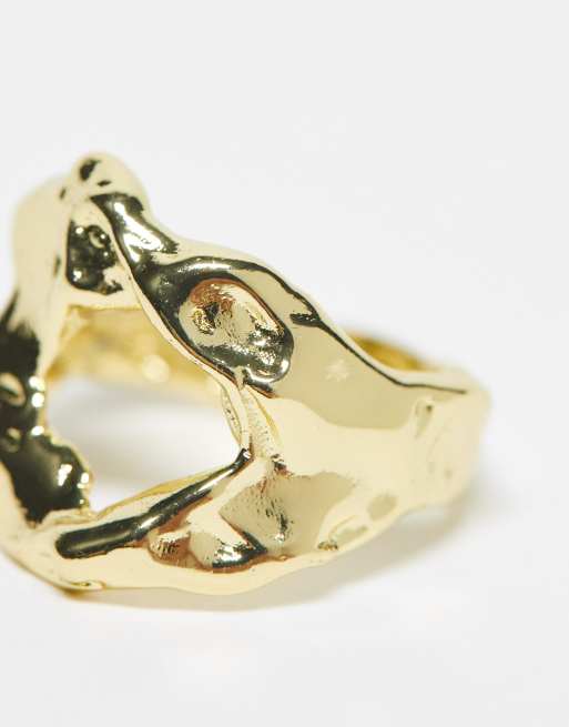 Pieces - Bague en métal effet fondu en plaqué 18 carats - Doré, 4 de 4
