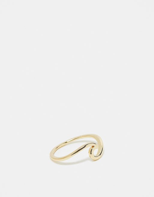 Pieces - Bague vague en métal plaqué avec boîte cadeau - Doré