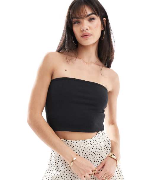 Pieces - Bandeau top in zwart - view 1