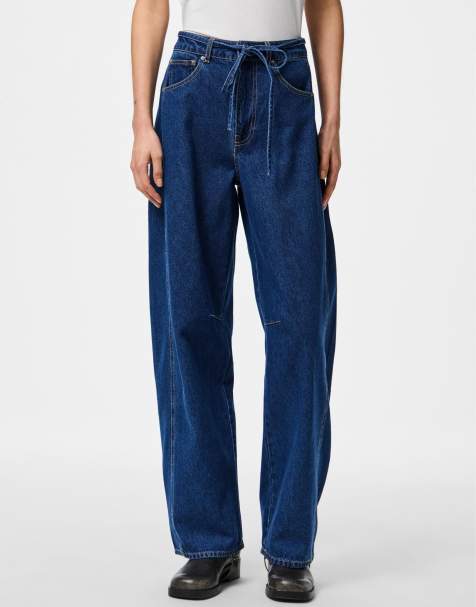 Pieces – Barrel-Jeans in Dunkelblau - view 1