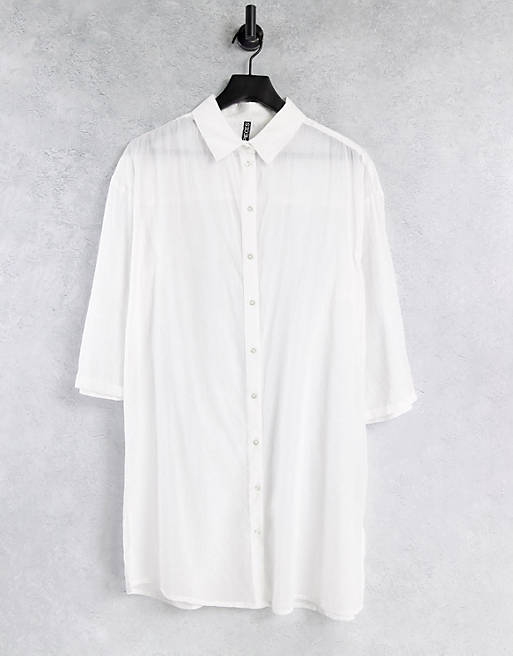 Pieces beach shirt in white