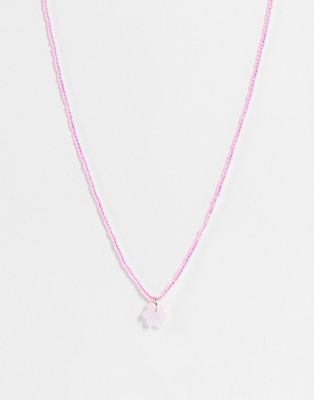 Pieces bead necklace in pink