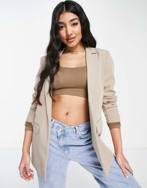 Pieces – Beige figursydd kavaj i oversize - view 1