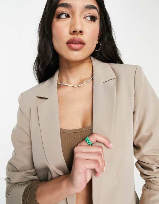 Pieces – Beige figursydd kavaj i oversize, 3 av 4