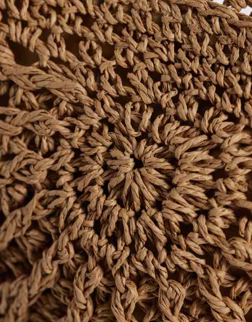 Pieces – Beige, halvmåneformad axelremsväska i strå, 4 av 4