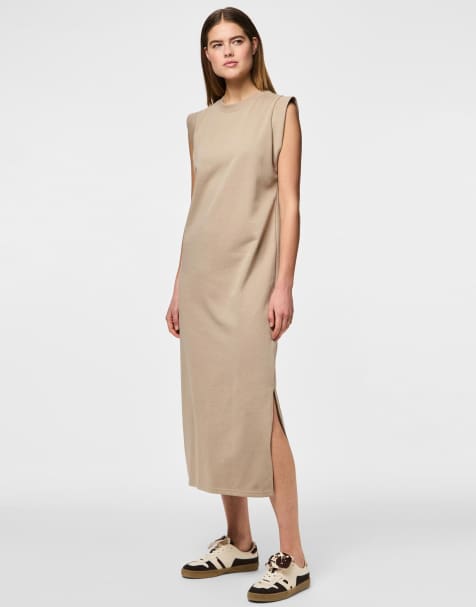 Pieces – Beige sweatshirtklänning - view 1