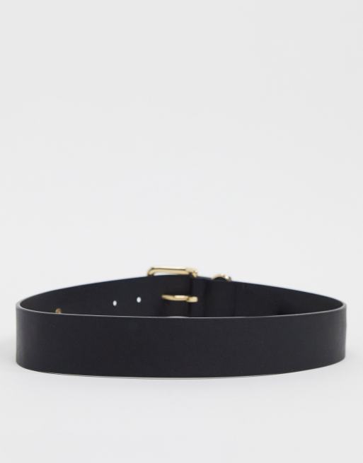 Pieces Belt With Gold Chain Detail in Black