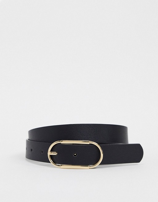 Pieces belt with hair pin buckle in black