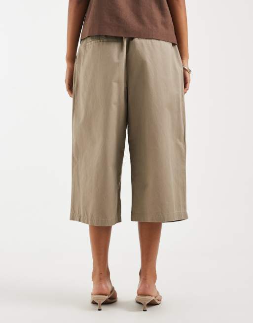 Pieces - Bermudashort met hoge taille en lange pasvorm in beige, 5 van 5