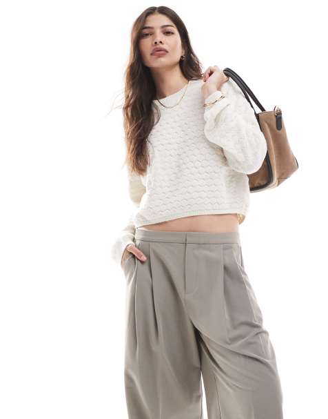Pieces – Besonders weicher Pullover in Creme mit Struktur - view 1