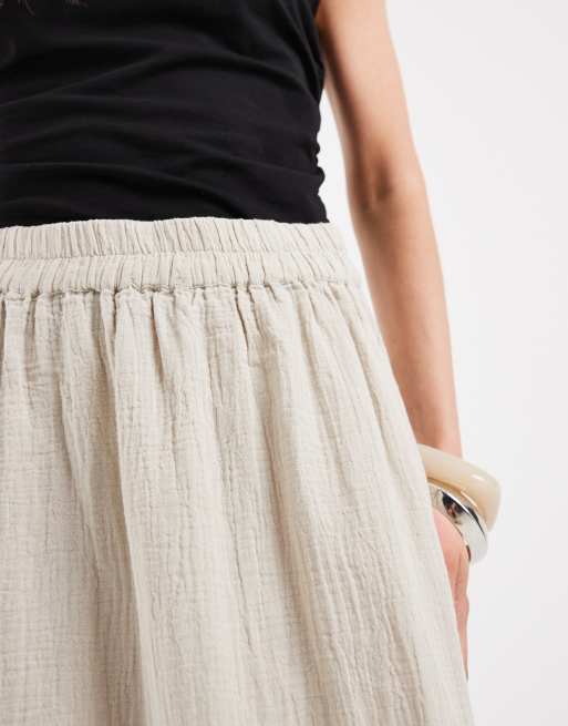 Pieces – Beżowa bawełniana spódnica maxi, 3 z 5