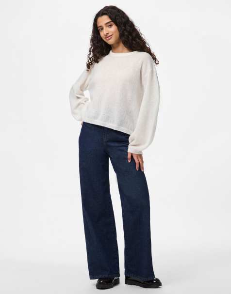 Pieces Knitted pullover in cloud dancer