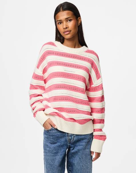 Pieces – Biały dzianinowy sweter - view 1