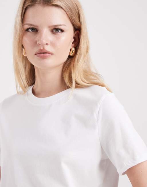 Pieces – Biały T-shirt o pudełkowym kroju, 3 z 4