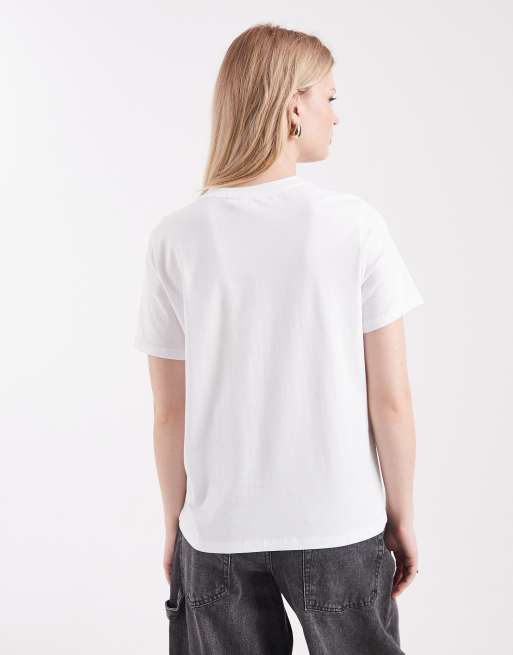 Pieces – Biały T-shirt o pudełkowym kroju, 4 z 4