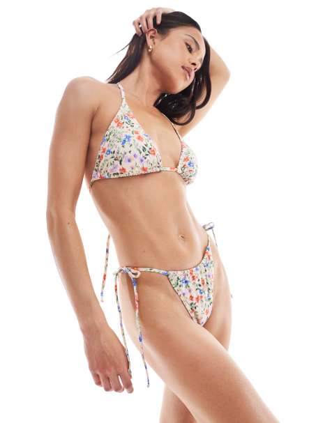 Pieces bikini bottom co-ord in floral print