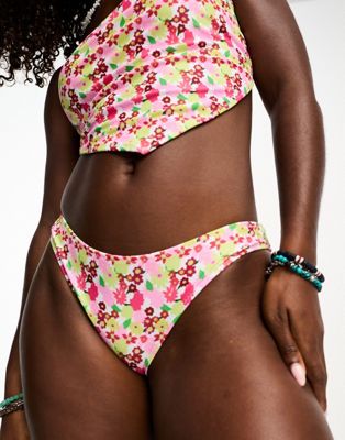 bikini bottoms in pink ditsy floral
