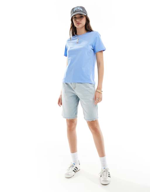 Pieces – Blå t-shirt med boxig passform, 4 av 4