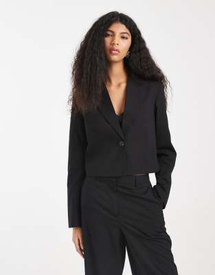Blazer d'ensemble court habillé - Noir XL
