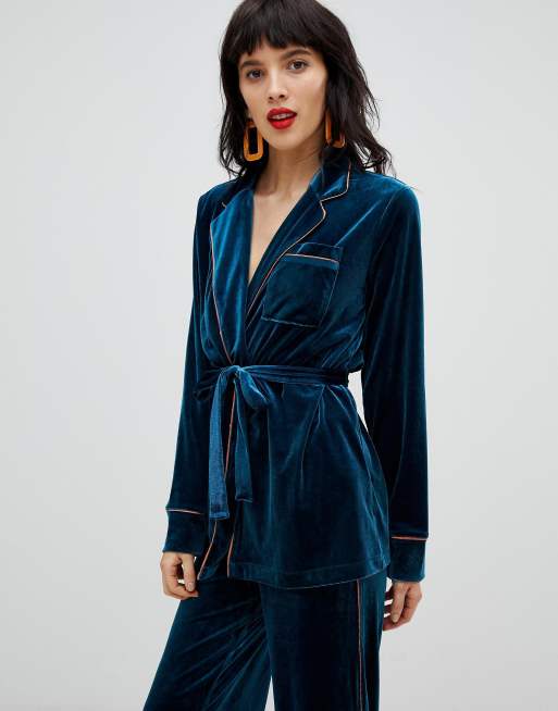 Pieces - Ensemble blazer et pantalon en velours, 2 de 3