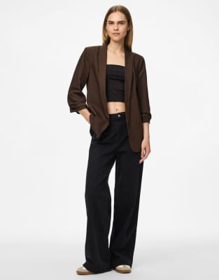 Pieces - Blazer in Hot Fudge-Brown