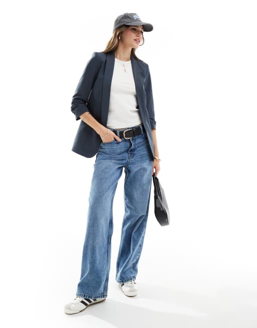 Pieces - Blazer met gerimpelde mouwen in ombre blauw, 2 van 4