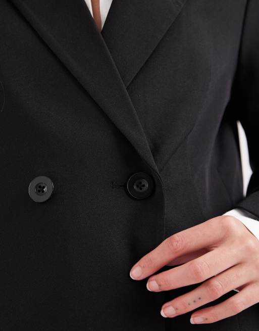 Pieces - Blazer oversize à double boutonnage - Noir, 3 de 4